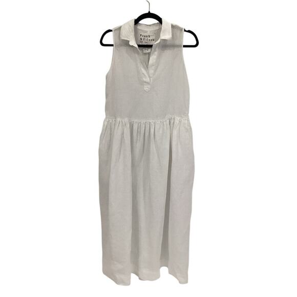 Frank & Eileen Daphne Sleeveless Dress In White Washed Linen Maxi Size XS - Picture 4 of 15